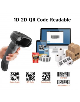 Zebra DS2208 1D + 2D barcode scanner with stand