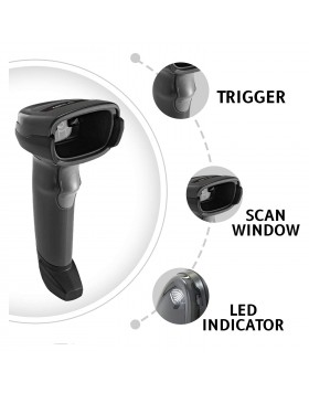 Zebra DS2208 1D + 2D barcode scanner with stand