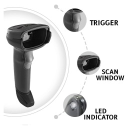 Zebra DS2208 1D + 2D barcode scanner with stand