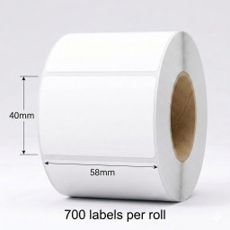 Thermal labels roll size 58mm x 40mm (700 labels/roll)