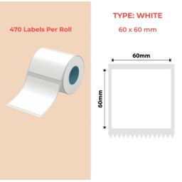 60*60 Polypropylene (water proof, tear proof and oil proof) thermal labels 470/roll