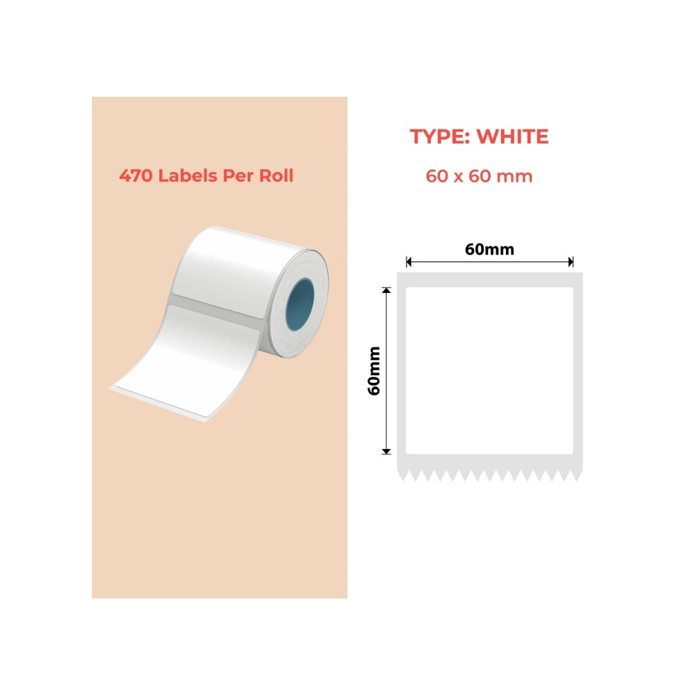 60*60 Polypropylene (water proof, tear proof and oil proof) thermal labels 470/roll