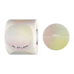 50mm rainbow round Polypropylene (water proof, tear proof and oil proof) thermal labels 500/roll