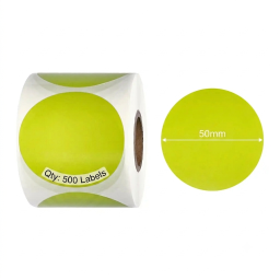 50mm green round Polypropylene (water proof, tear proof and oil proof) thermal labels 500/roll