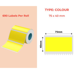 75*40 yellow Polypropylene (water proof, tear proof and oil proof) thermal labels 690/roll