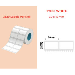 30*15 (2L) Polypropylene (water proof, tear proof and oil proof) thermal labels 3320/roll