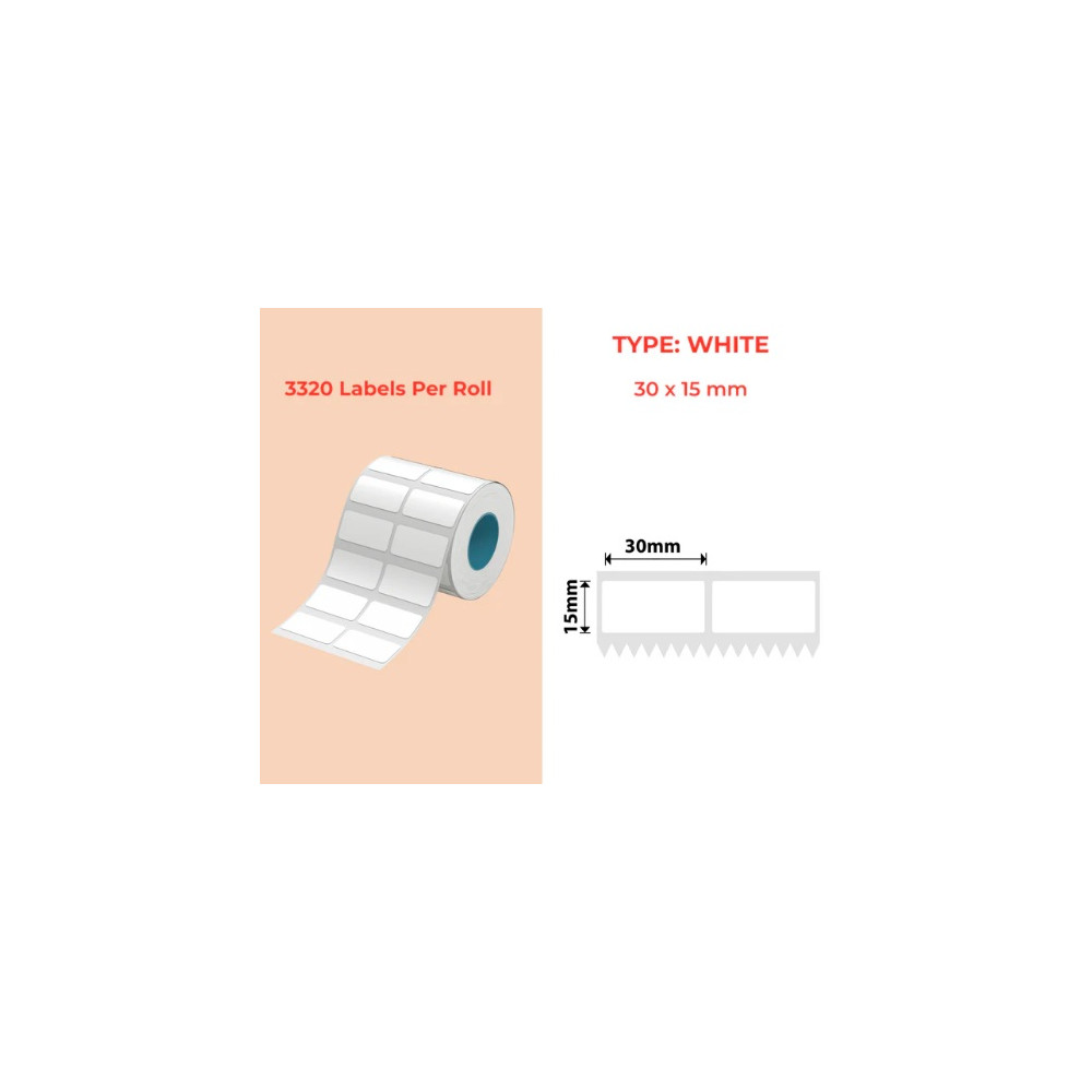 30*15 (2L) Polypropylene (water proof, tear proof and oil proof) thermal labels 3320/roll