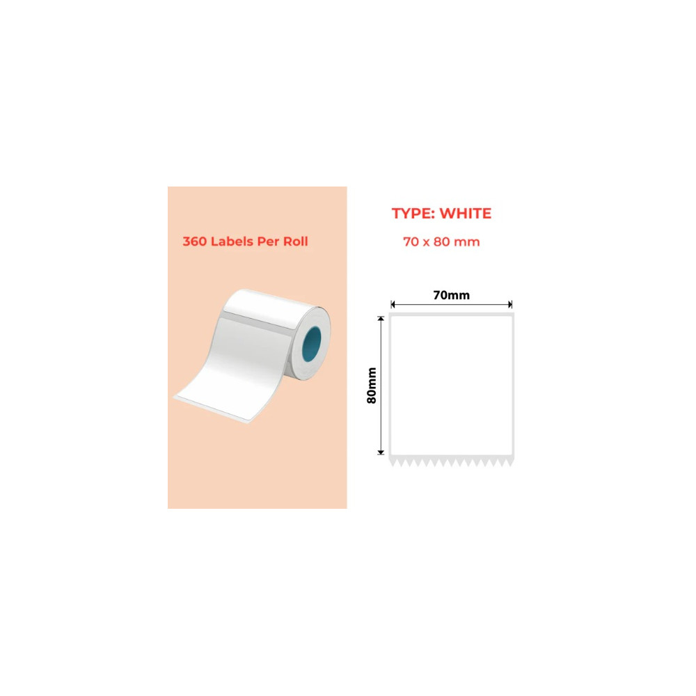 70*80 Polypropylene (water proof, tear proof and oil proof) thermal labels 360/roll