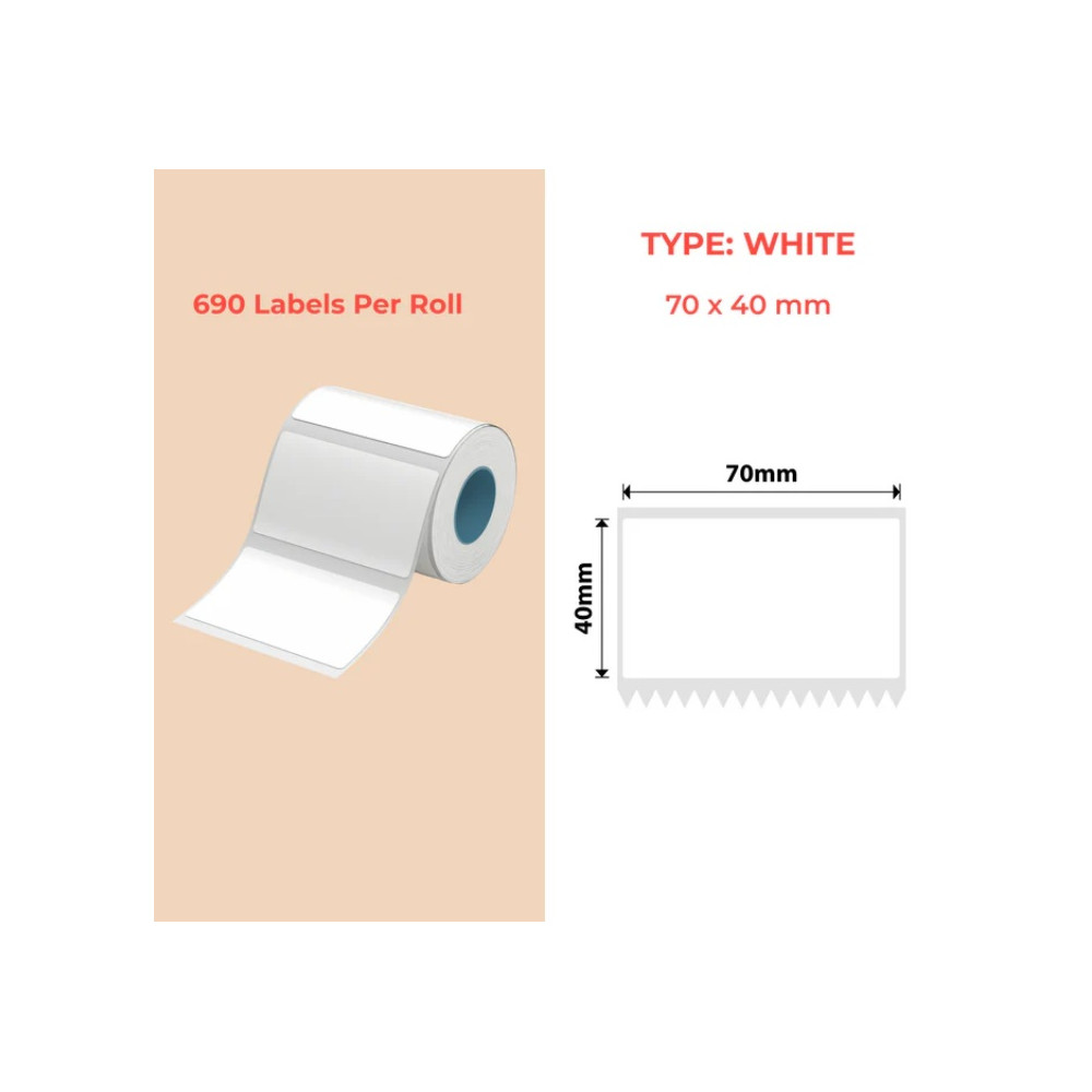 70*40 Polypropylene (water proof, tear proof and oil proof) thermal labels 690/roll