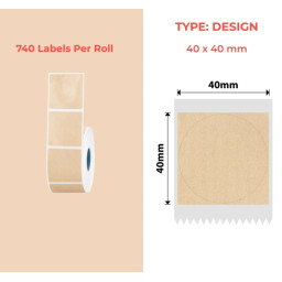 40mm kraft round Polypropylene (water proof, tear proof and oil proof) thermal labels 740/roll