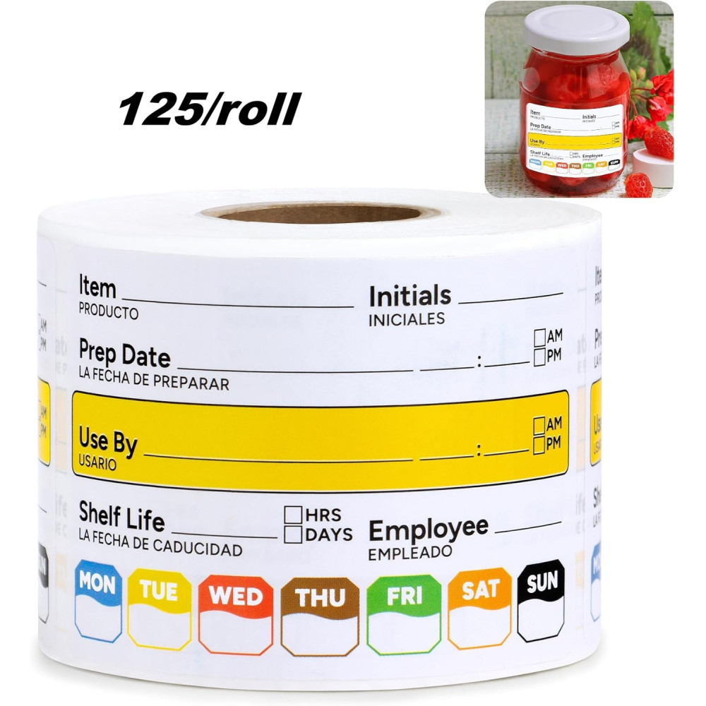60*40 food label roll Polypropylene (water proof, tear proof and oil proof) thermal labels 125/roll