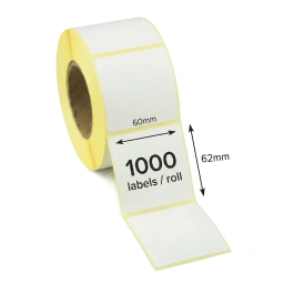 Thermal labels roll size 60mm x 62mm 1000 labels/roll core76
