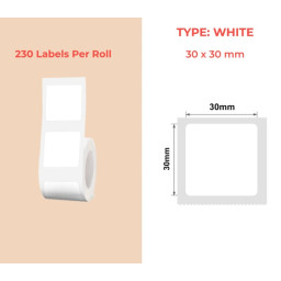 30*30 white Polypropylene (water proof, tear proof and oil proof) thermal labels 230/roll