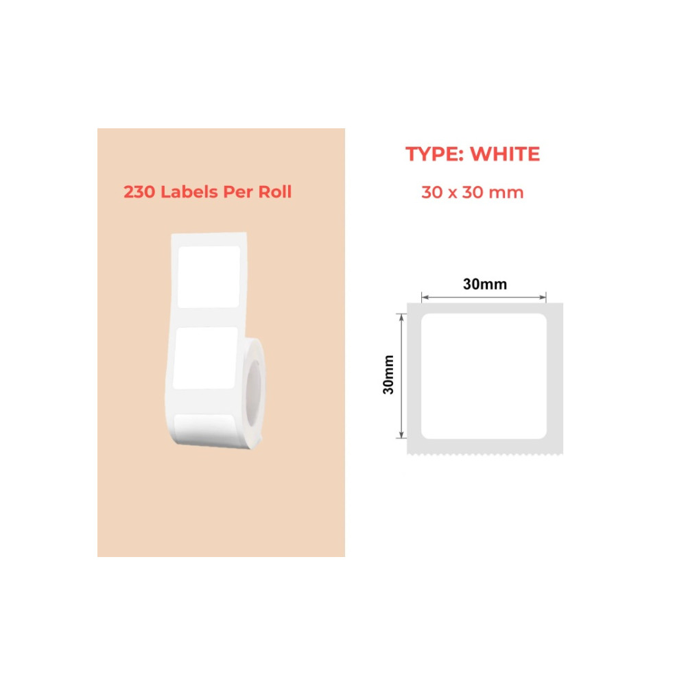 30*30 white Polypropylene (water proof, tear proof and oil proof) thermal labels 230/roll