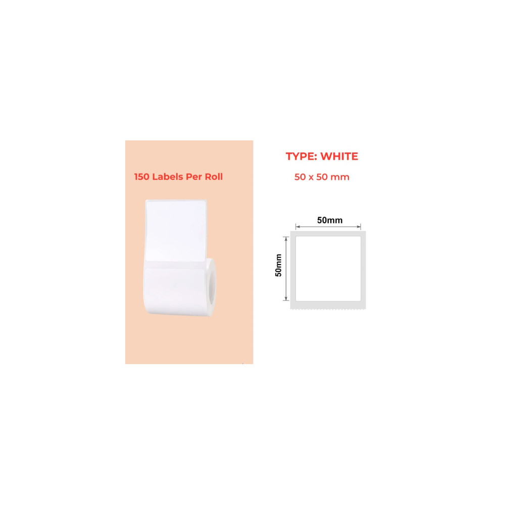 50*50 white Polypropylene (water proof, tear proof and oil proof) thermal labels 150/roll