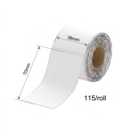 38*70 white Polypropylene (water proof, tear proof and oil proof) thermal labels 115/roll