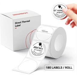 40mm round white Polypropylene (water proof, tear proof and oil proof) thermal labels 180/roll