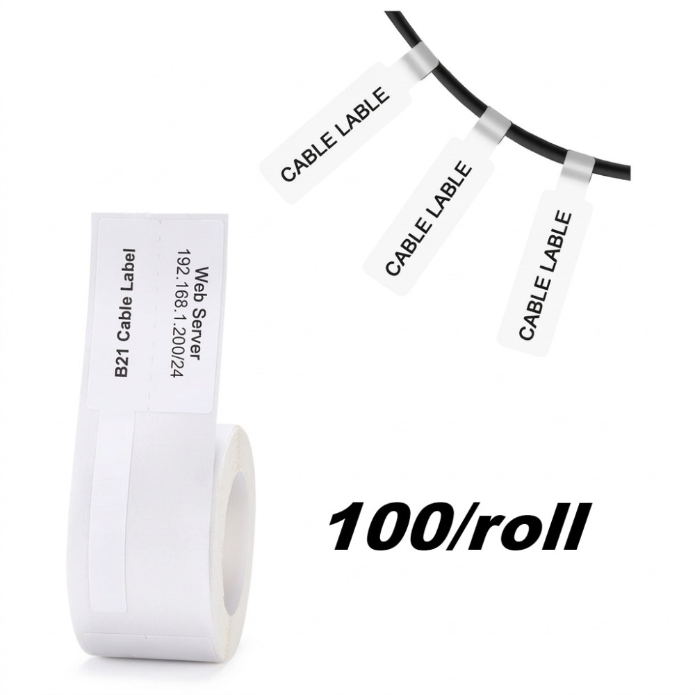 25*38 white Polypropylene (water proof, tear proof and oil proof) thermal cable labels 100/roll