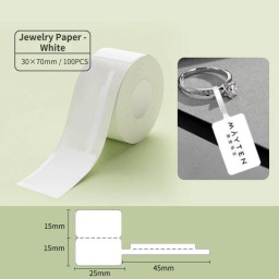 25*30 white Polypropylene (water proof, tear proof and oil proof) thermal jewelry labels 100/roll