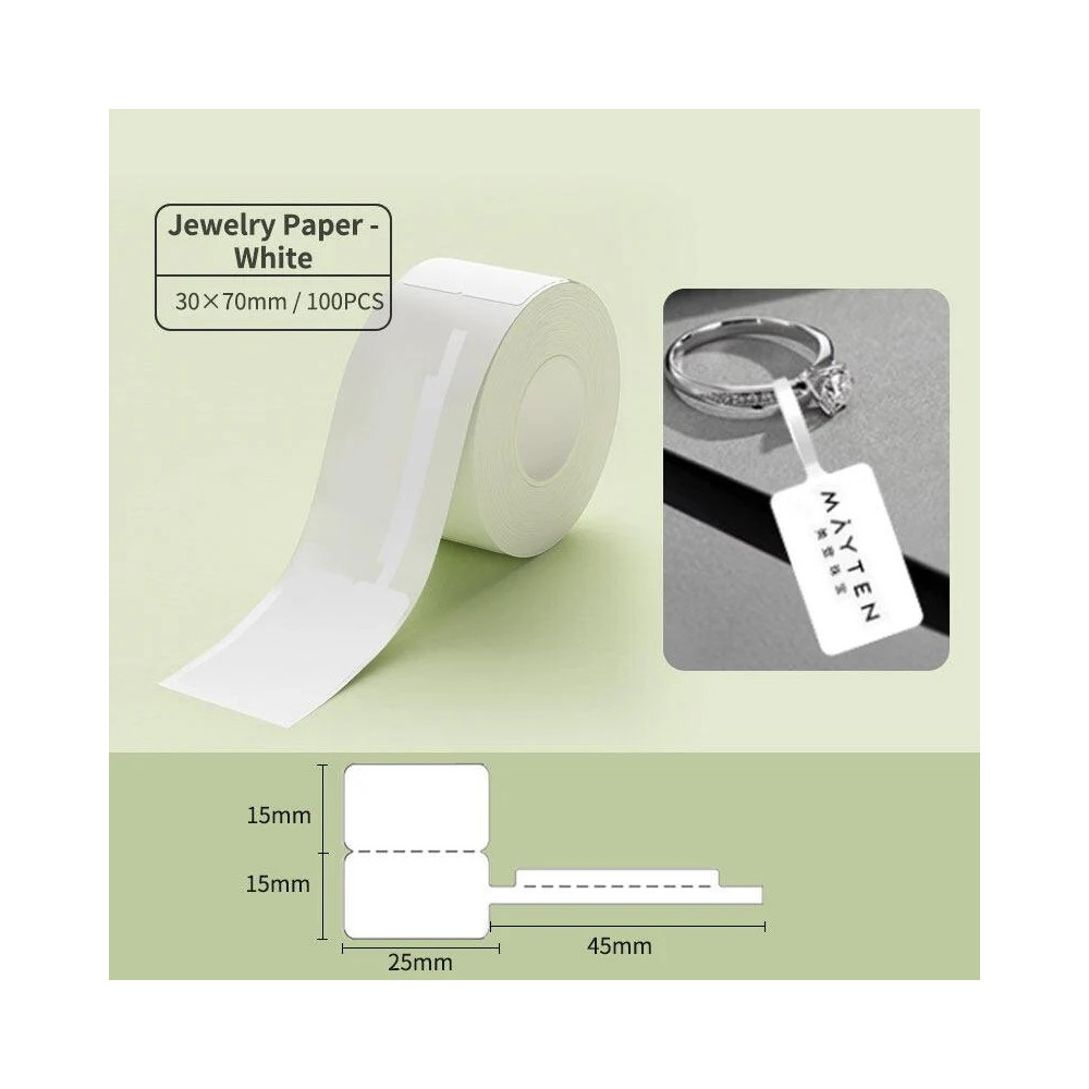 25*30 white Polypropylene (water proof, tear proof and oil proof) thermal jewelry labels 100/roll