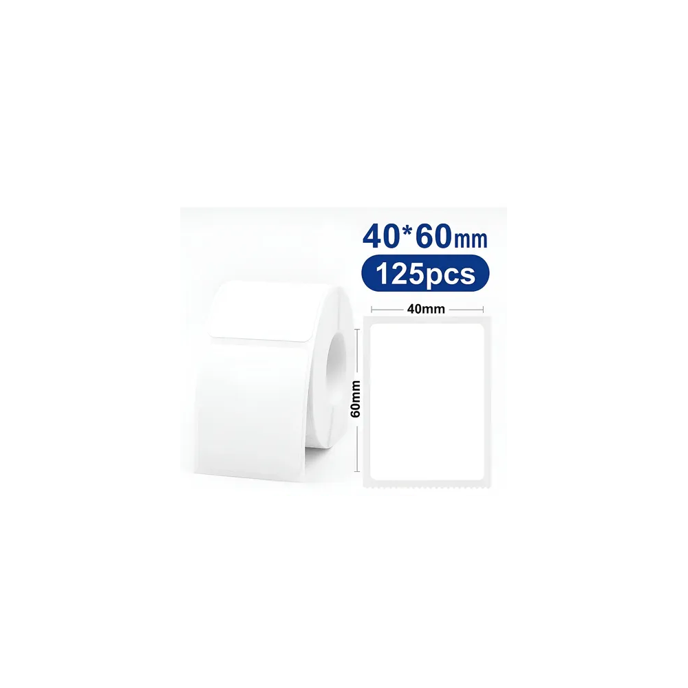 40*60 white Polypropylene (water proof, tear proof and oil proof) thermal labels 125/roll