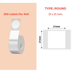 20mm round white Polypropylene (water proof, tear proof and oil proof) thermal labels 300/roll