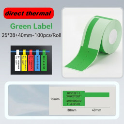 25*38 green Polypropylene (water proof, tear proof and oil proof) thermal cable labels 100/roll