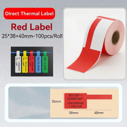 25*38 red Polypropylene (water proof, tear proof and oil proof) thermal cable labels 100/roll