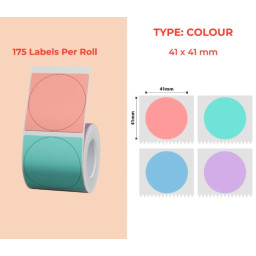 41mm round multi-color Polypropylene (water proof, tear proof and oil proof) mixed thermal labels 175/roll