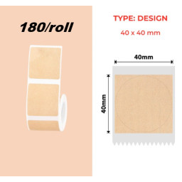 40mm round kraft Polypropylene (water proof, tear proof and oil proof) thermal labels 180/roll