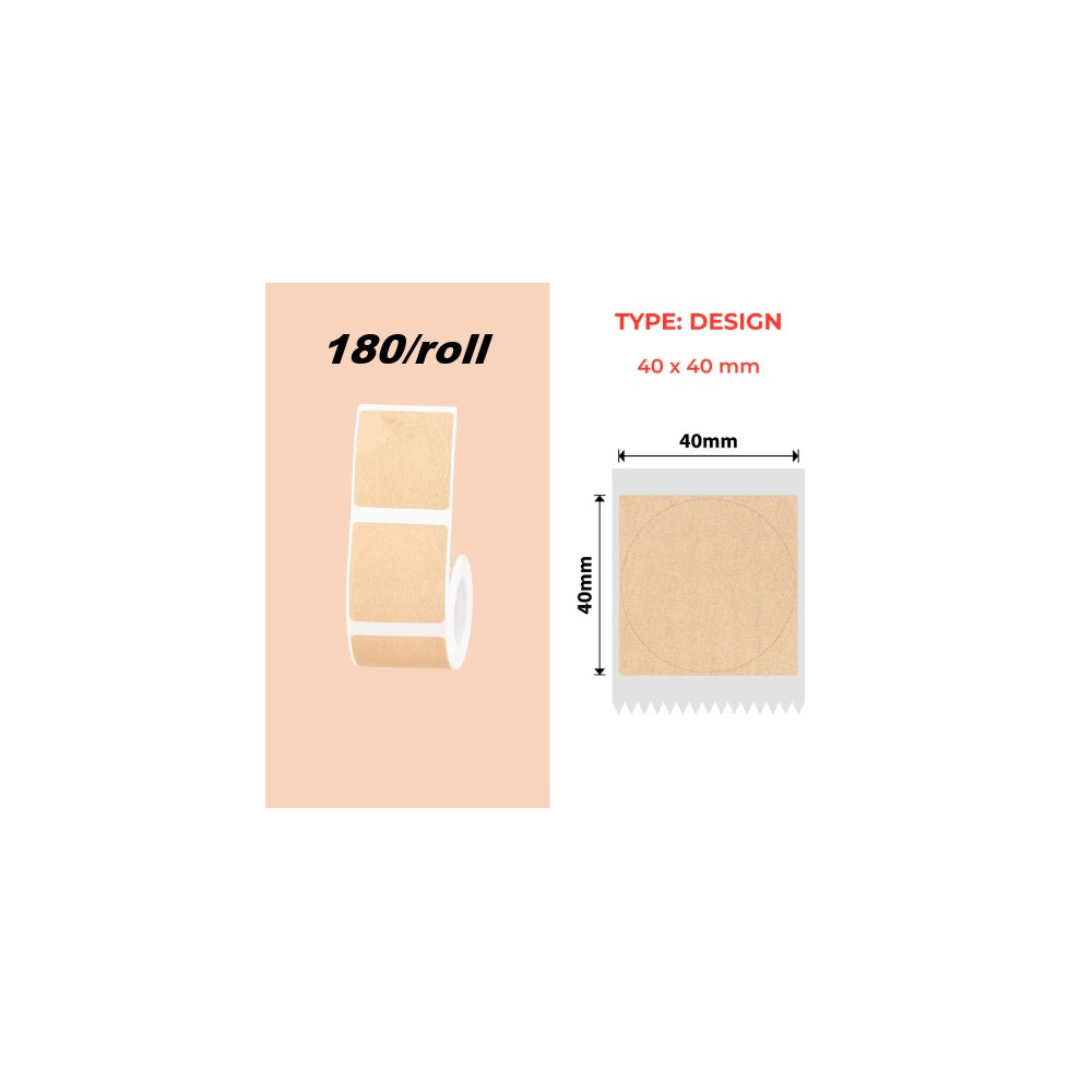 40mm round kraft Polypropylene (water proof, tear proof and oil proof) thermal labels 180/roll