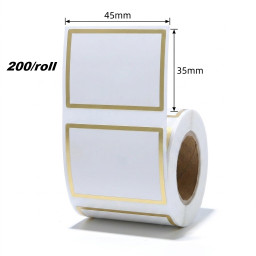 45*35 white gold frame Polypropylene (water proof, tear proof and oil proof) thermal labels 200/roll