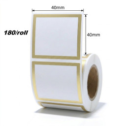 40*40 white gold frame Polypropylene (water proof, tear proof and oil proof) thermal labels 180/roll