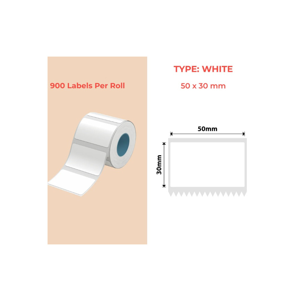 50*30 white Polypropylene (water proof, tear proof and oil proof) thermal labels 900/roll