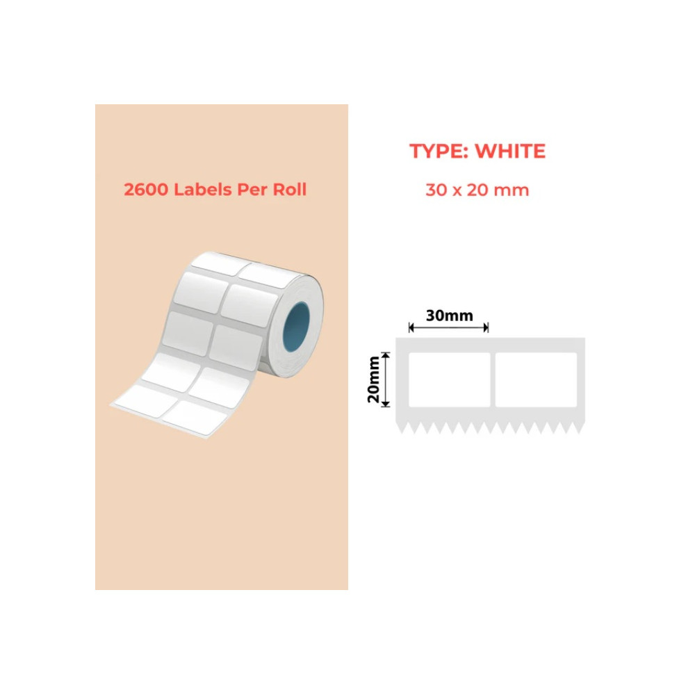 30*20 (2L) Polypropylene (water proof, tear proof and oil proof) thermal labels 2600/roll