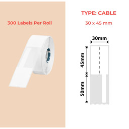30*45 white Polypropylene (water proof, tear proof and oil proof) thermal cable labels 300/roll