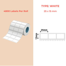 25*15 (3L) Polypropylene (water proof, tear proof and oil proof) thermal labels 4800/roll