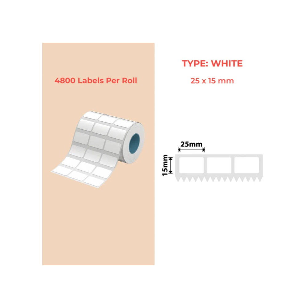 25*15 (3L) Polypropylene (water proof, tear proof and oil proof) thermal labels 4800/roll