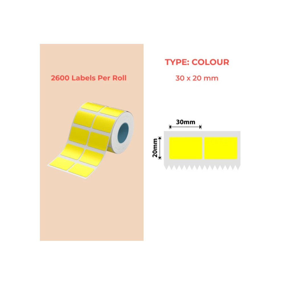 30*20 (2L) yellow Polypropylene (water proof, tear proof and oil proof) thermal labels 2600/roll