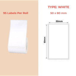 50*80 white Polypropylene (water proof, tear proof and oil proof) thermal labels 95/roll